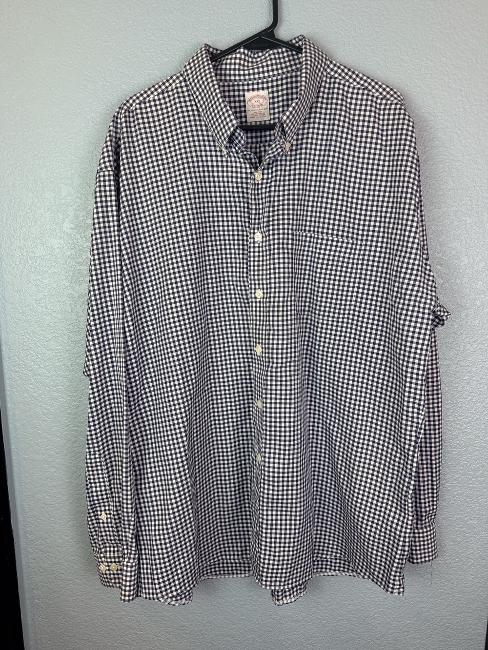 Brooks Brothers Shirt Mens 2XL Blue Check Non Iron Supima Cotton Button Down
